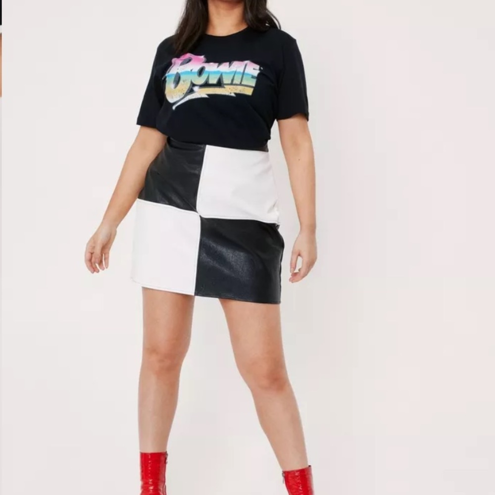 Nasty Gal black and white Two Tone Faux Leather Mini Skirt